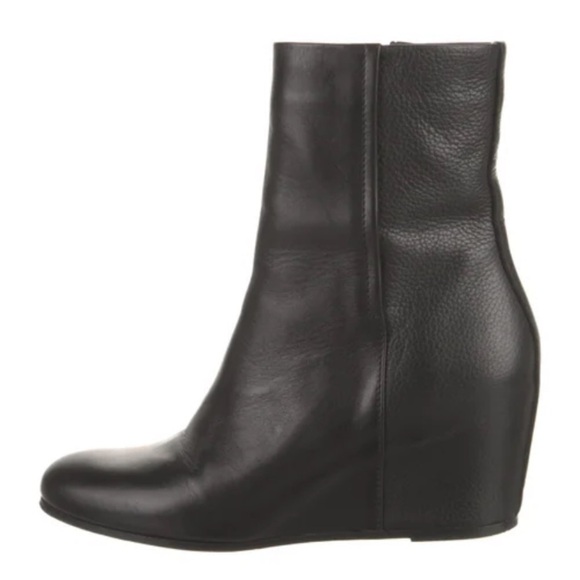 Vince Michela Hidden Wedge Black Leather Boots - Picture 1 of 9
